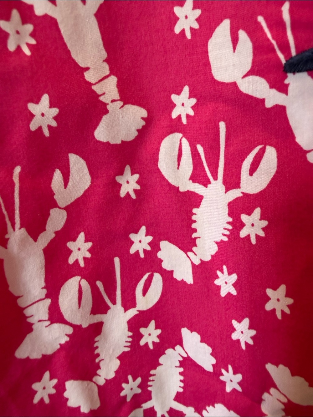 # Talbots 3X Hot Pink & White Lobster Print Tunic with Navy Embroidery - Picture 3 of 8